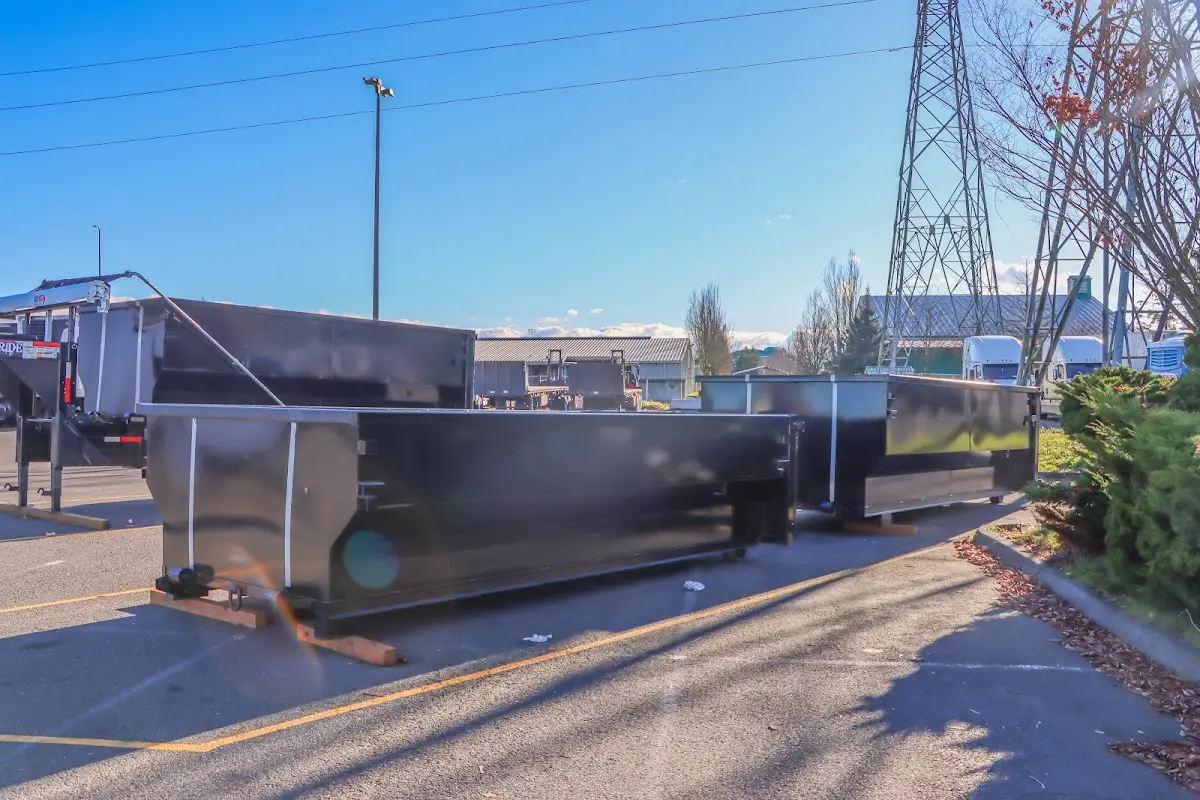 Roll-off dumpster ready for waste disposal at job site for 40 Yard Dumpster Rental in Maplewood